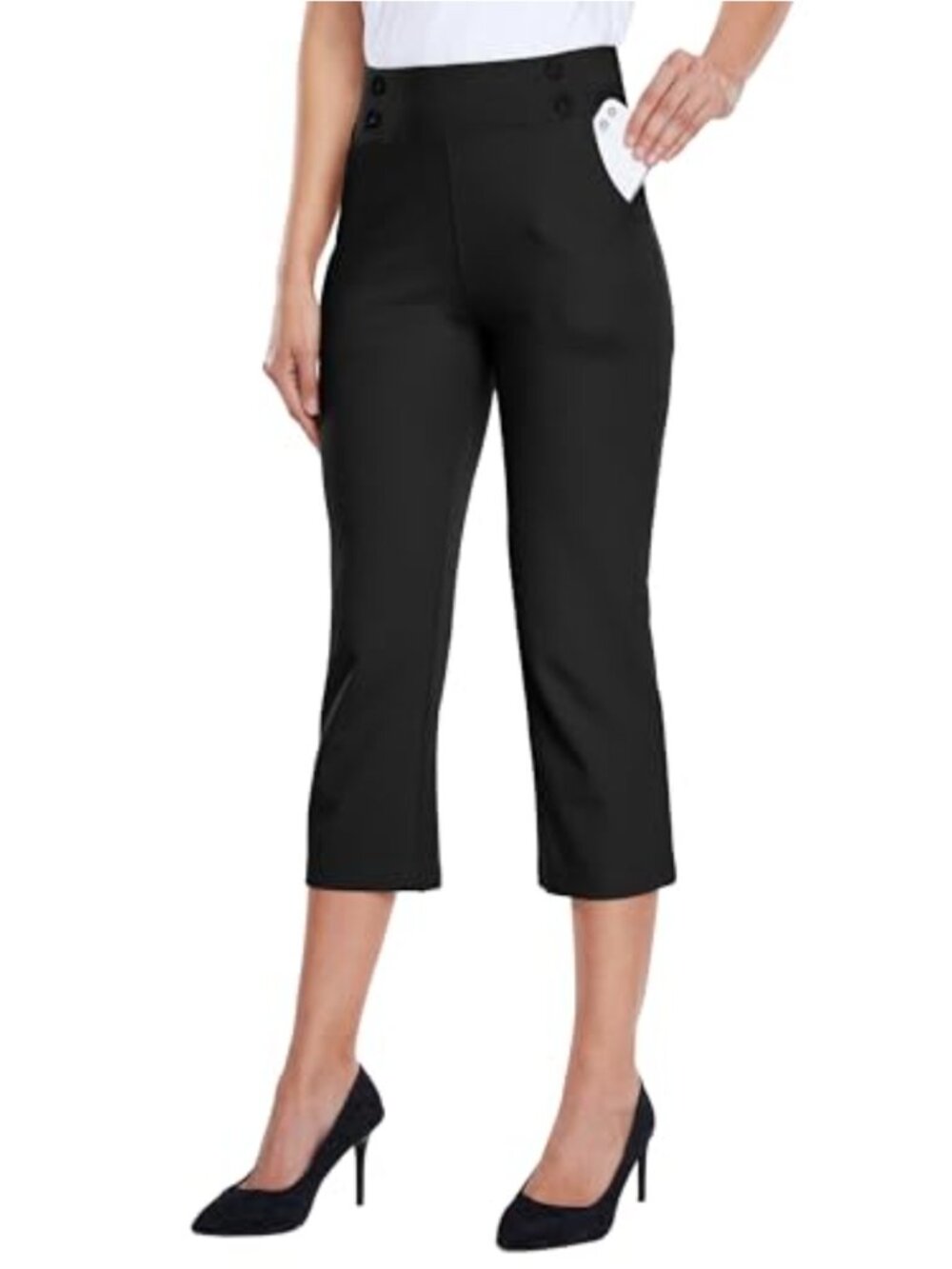 Willit Women's Dress Yoga Capri Stretch Straight Leg Office Pants 21"